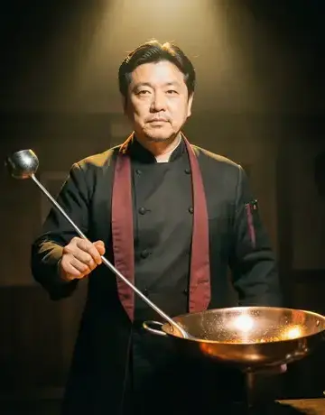 創設者 佐藤健治 フランベパンの前で